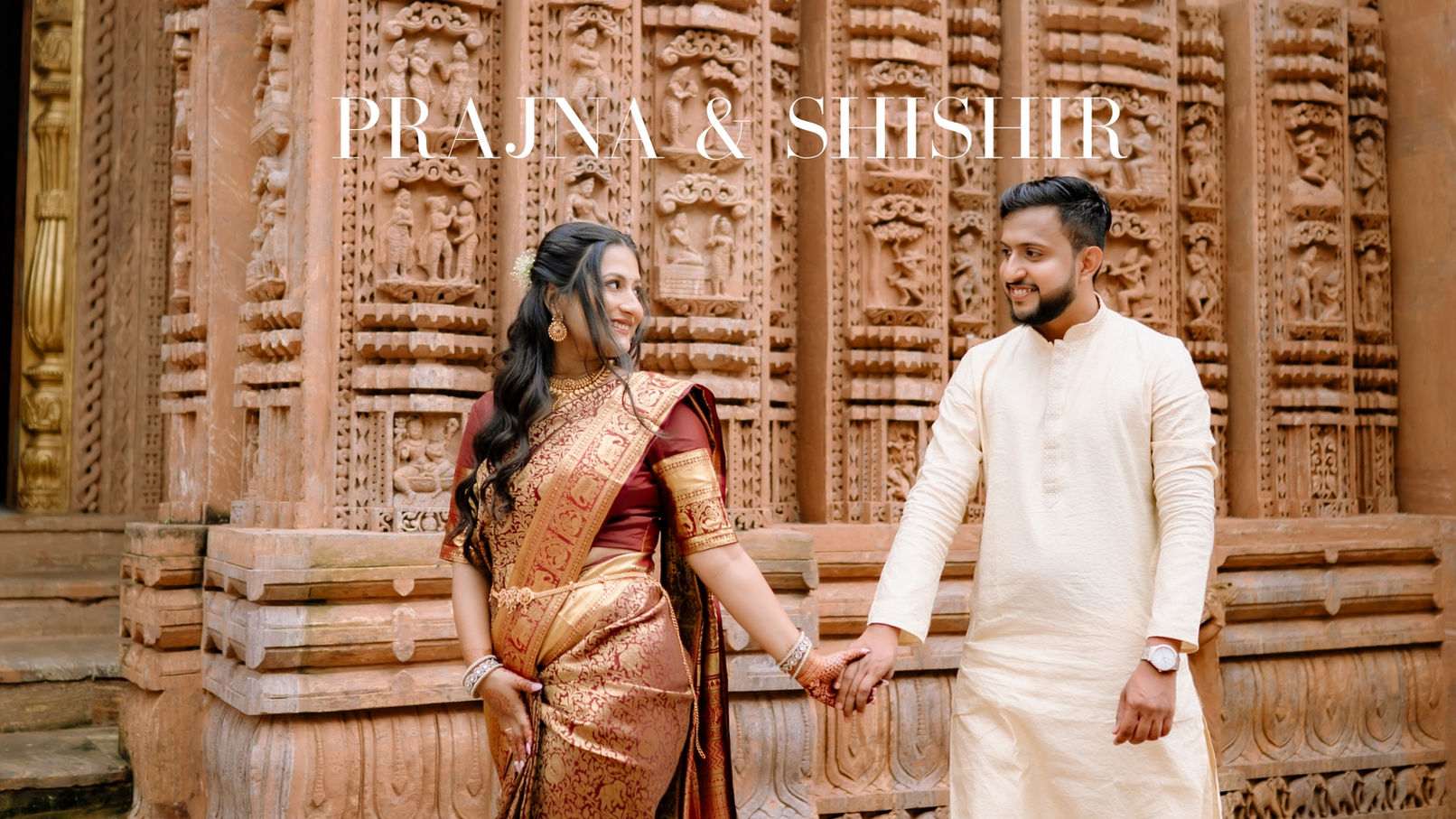 Personi x Prajna & ShishirIn the quiet of the temple corridors, Prajna and Shishir stood in trad